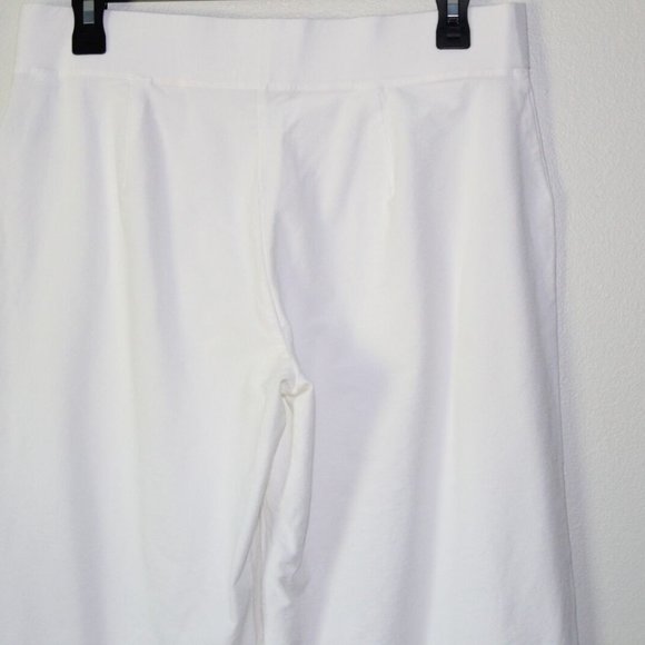 Eileen Fisher Wide Leg Stretch Crepe Pants Off White Washable Size Medium H13525 - Picture 7 of 10
